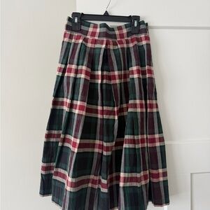 Daniel Cremieux Plaid A-Line Skirt - Green and Burgundy